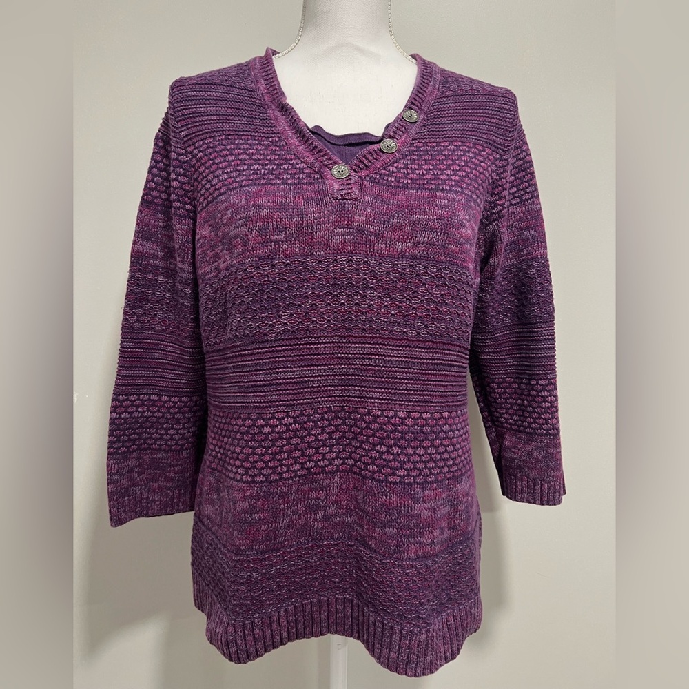 Christopher & Banks Purple Quarter Sleeve Sweater